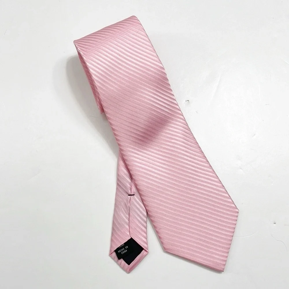 Arrow pink striped 100% silk standard tie
